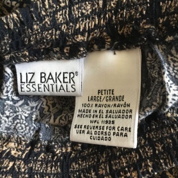 Black and cream roses acanthus Roman pattern maxi skirt elastic waist classic - Picture 4 of 4